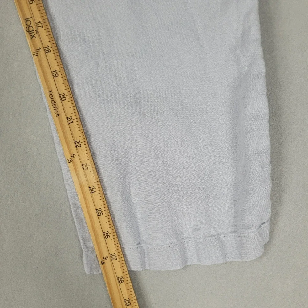 Caribbean Pants Mens 36x30 Light Blue Grey Casual Relaxed 100% Linen Drawstring